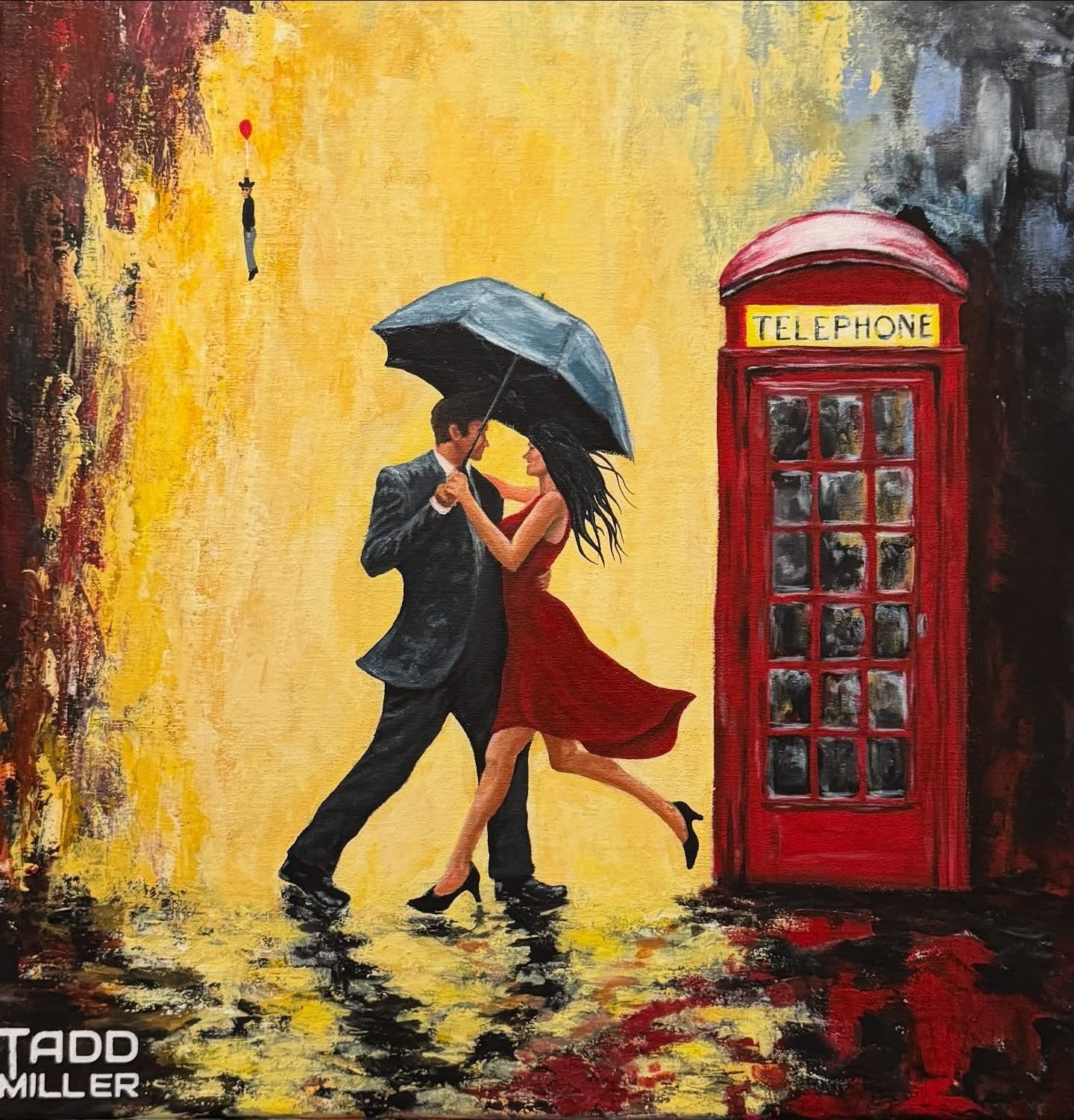 Bloony Floats A Dance Under London Rain - Original Painting #0045