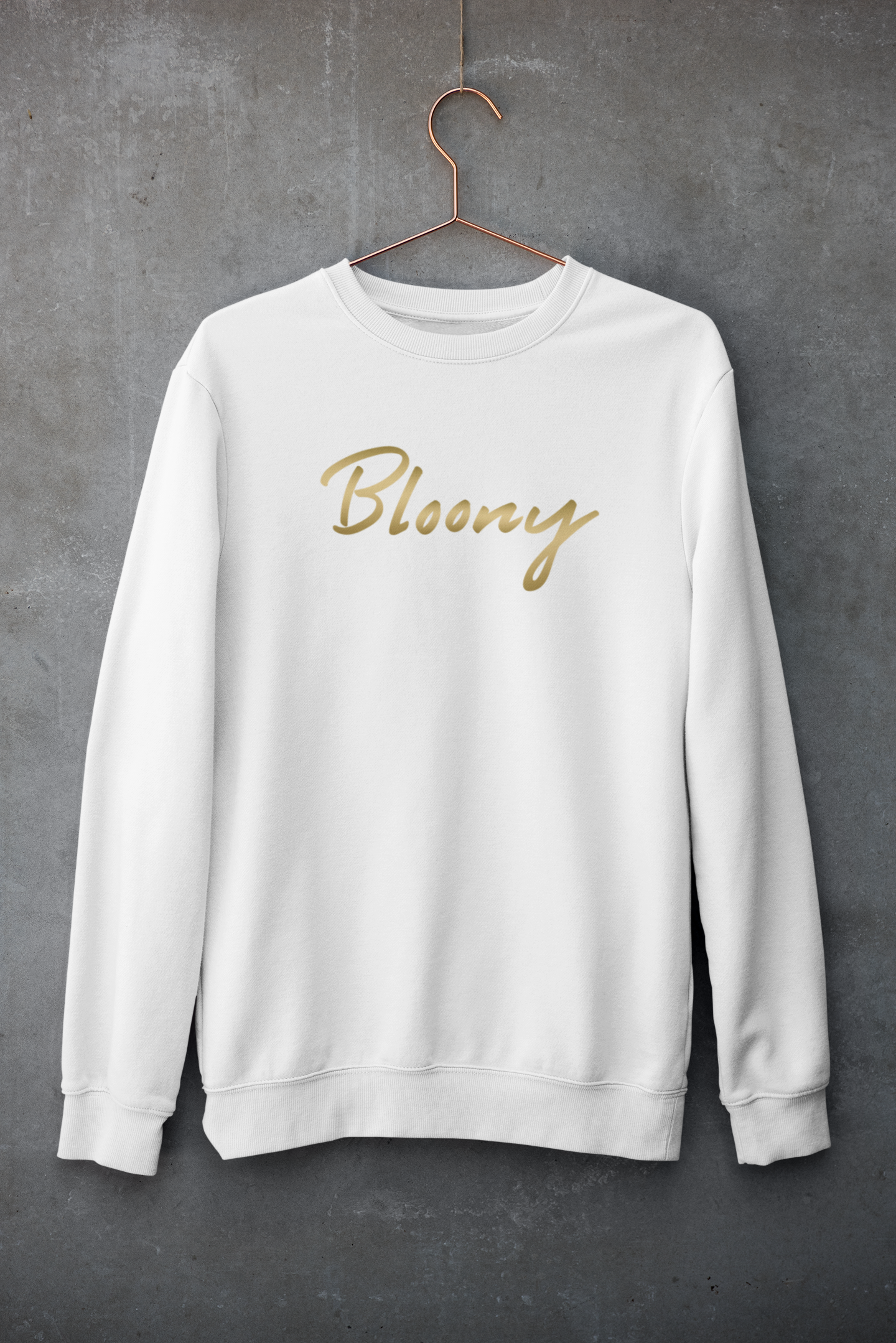 Bloony Gold Script Sweatshirt - White