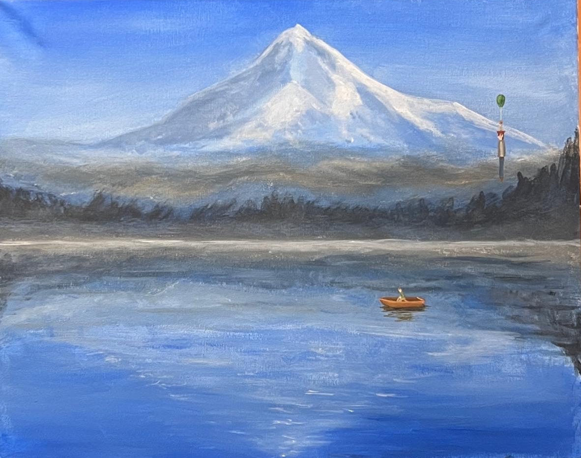 Bloony Floats Sadness On An Oregon Lake - Original Painting #0033