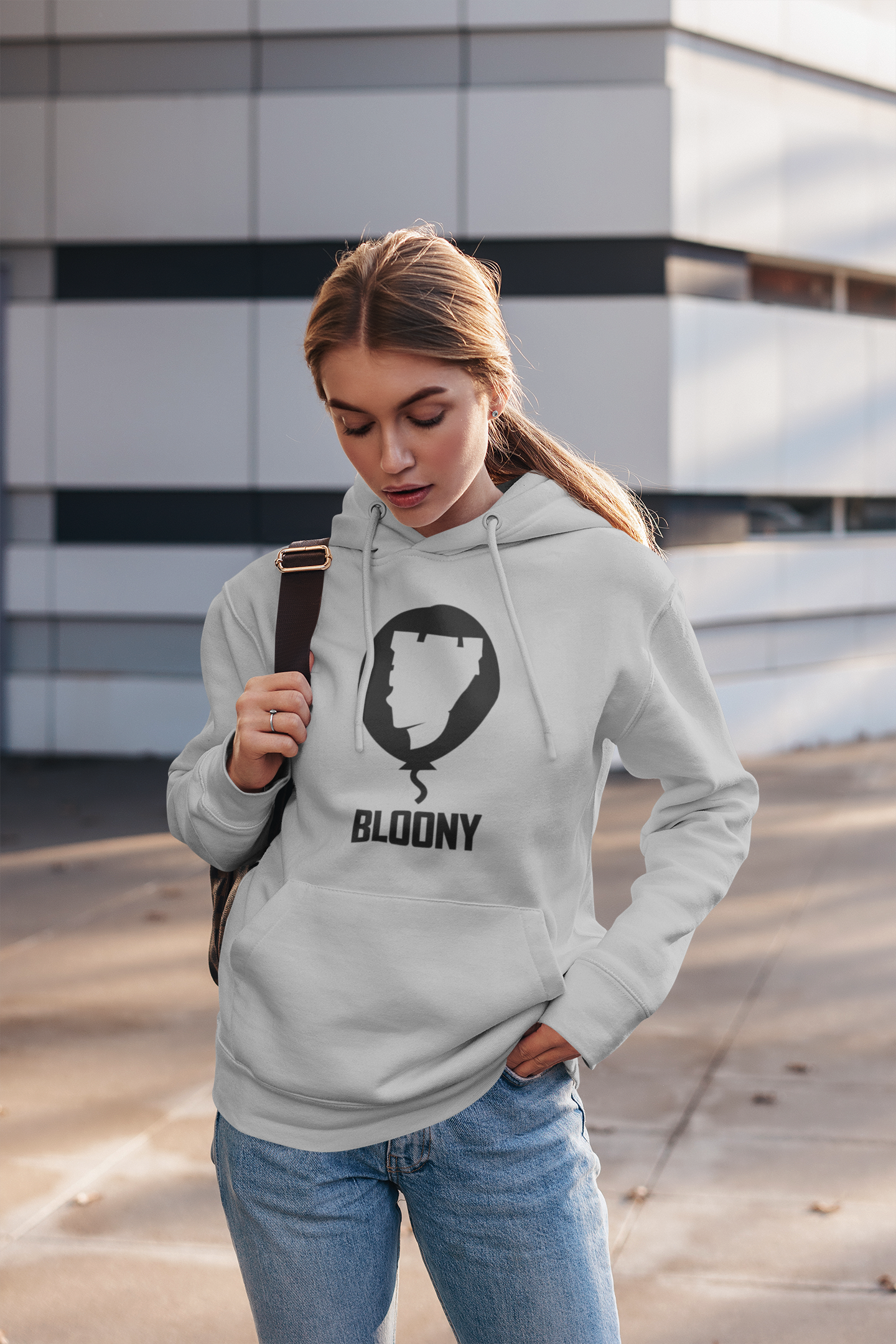 Big Bloony Hooded Sweatshirt - Light Grey